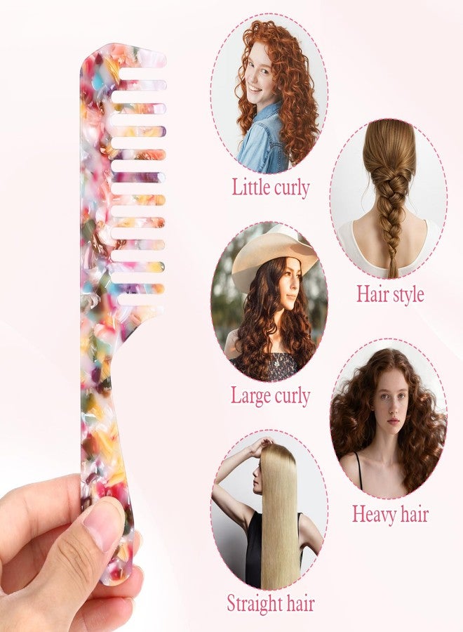 Eldraqth Wide Tooth Comb for Curls, Acetate Detangling Comb Portable Anti-static Tortoise Shell Combs Professional Hairstyling Tools for Women Thick Straight Curly Wavy Wet Dry Hair - Image 5